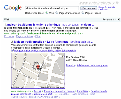 Google map déplié dans les serp