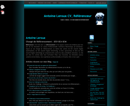 template actuel du blog - Noir et Bleu